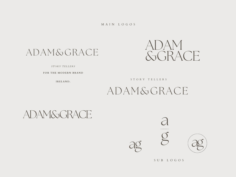Adam and Grace logo lockups and variations