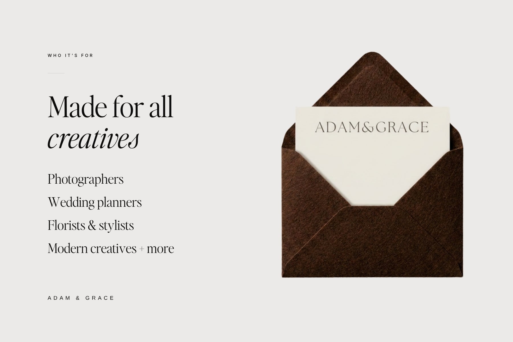 Made for all creatives - photographers, wedding planners, florists and stylists