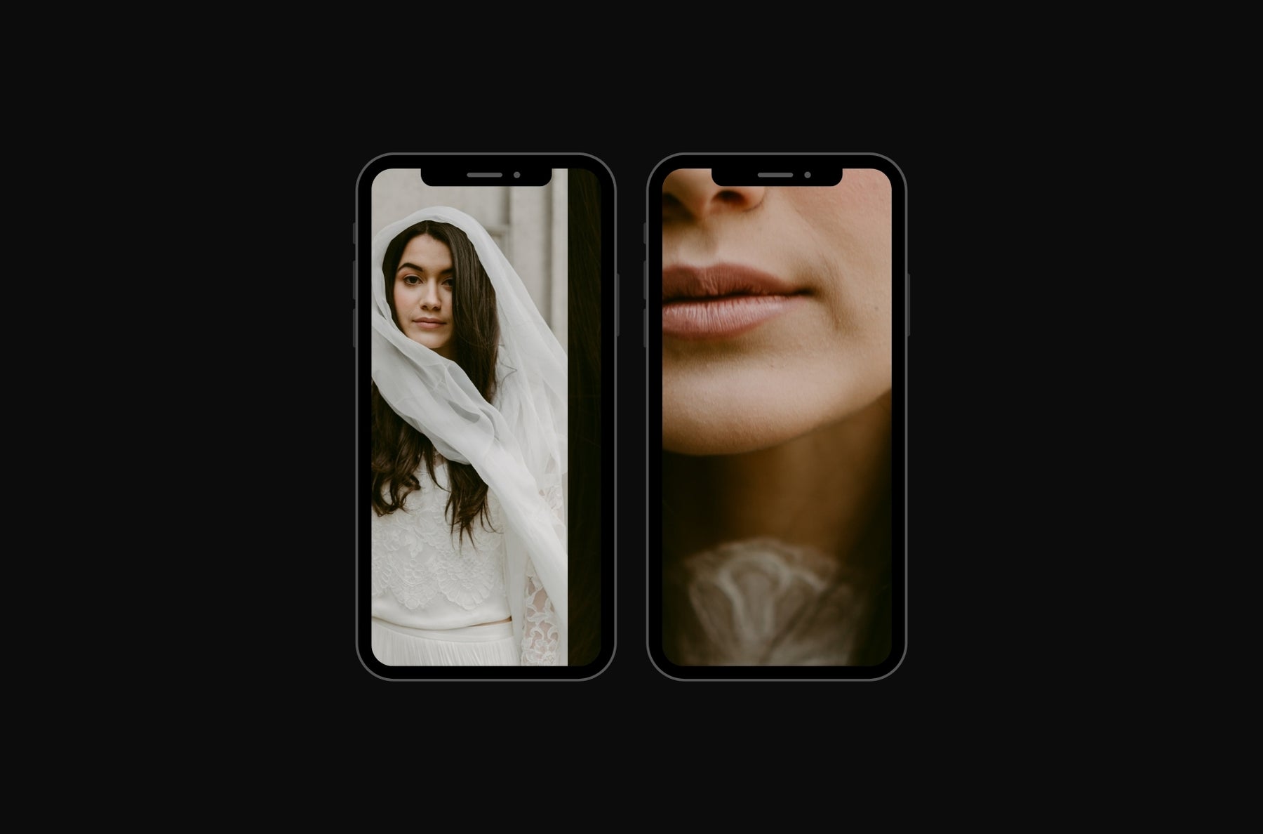 Wedding photos shown across an Instagram carousel on two phones
