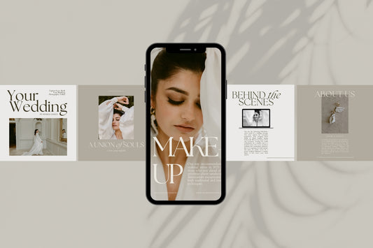 AG Instagram Templates shown on a phone, for wedding photographers