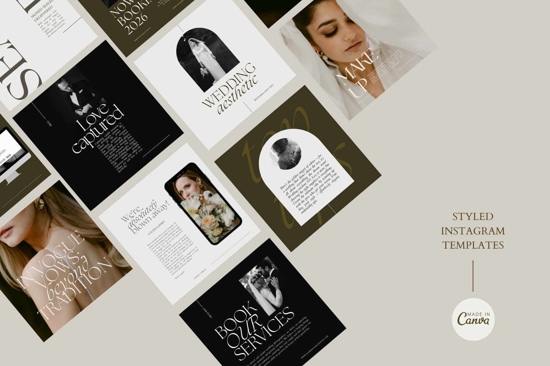 Minimalist Instagram post templates scattered