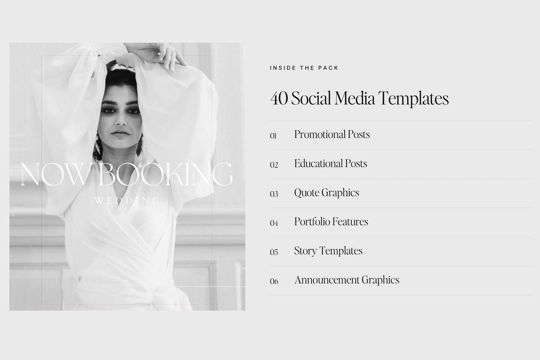 40 social media templates included for photographers