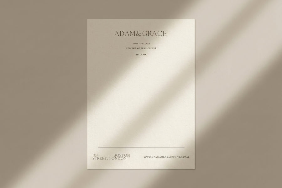 Minimal Adam and Grace letterhead displayed upright