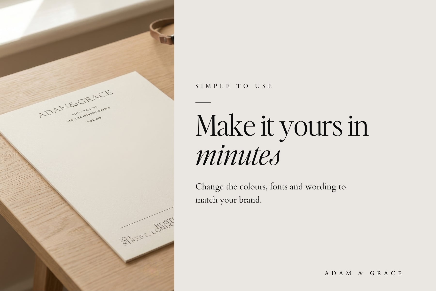 Make it yours in minutes - change the colours, fonts and wording in Canva