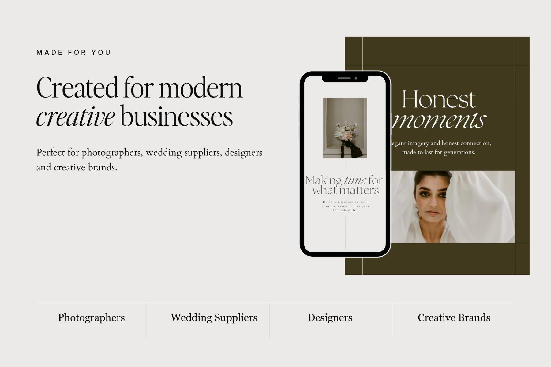 Created for modern creative businesses — photographers, suppliers, designers and brands