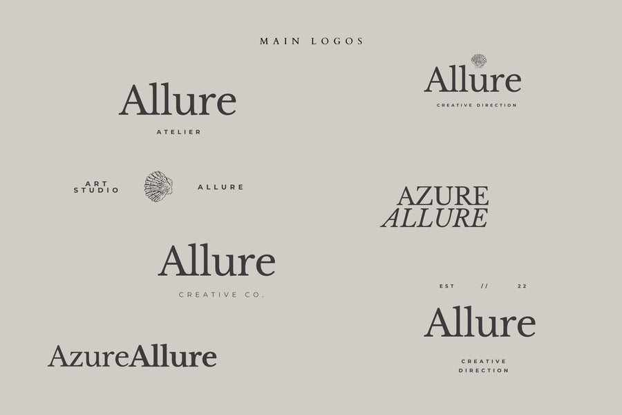 Allure Logo Set collection — primary logo, secondary logo and submark