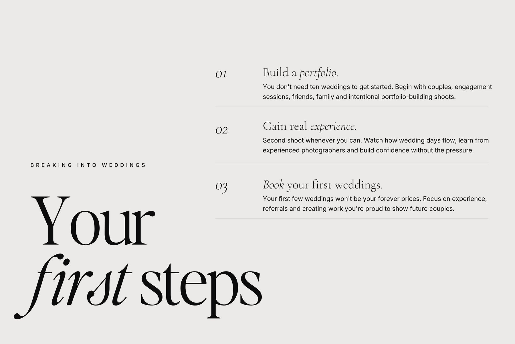 Your first steps into wedding photography