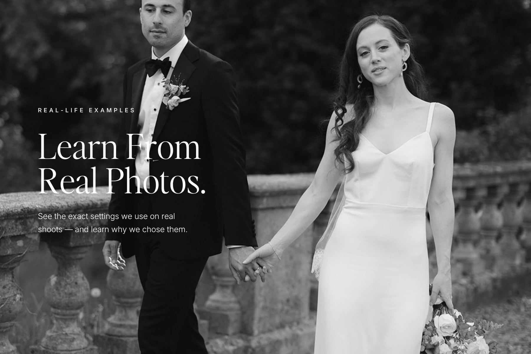 Learn camera settings from real wedding photos