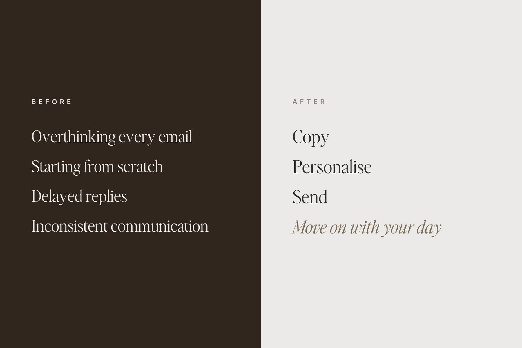 Stop overthinking every email - just copy, personalise and send