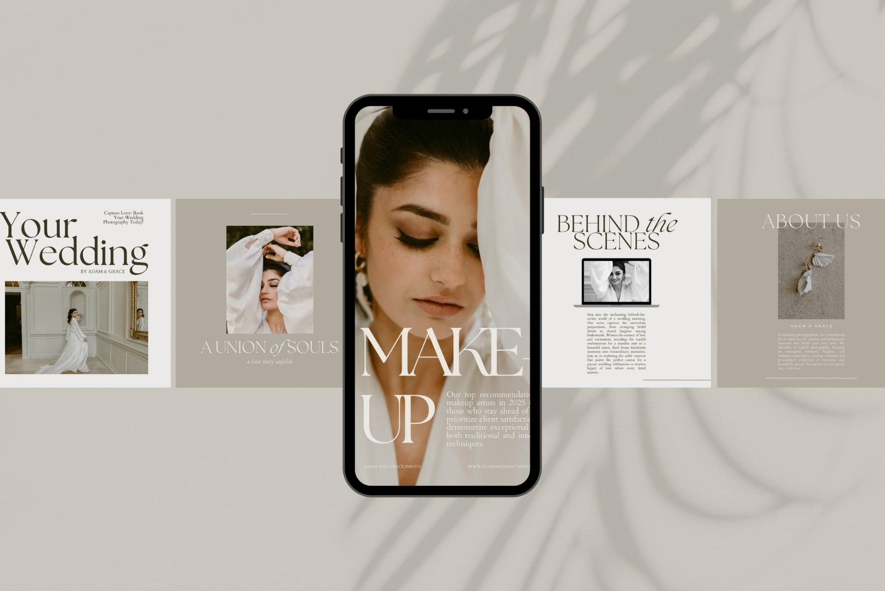 Branding shown on a phone with business cards