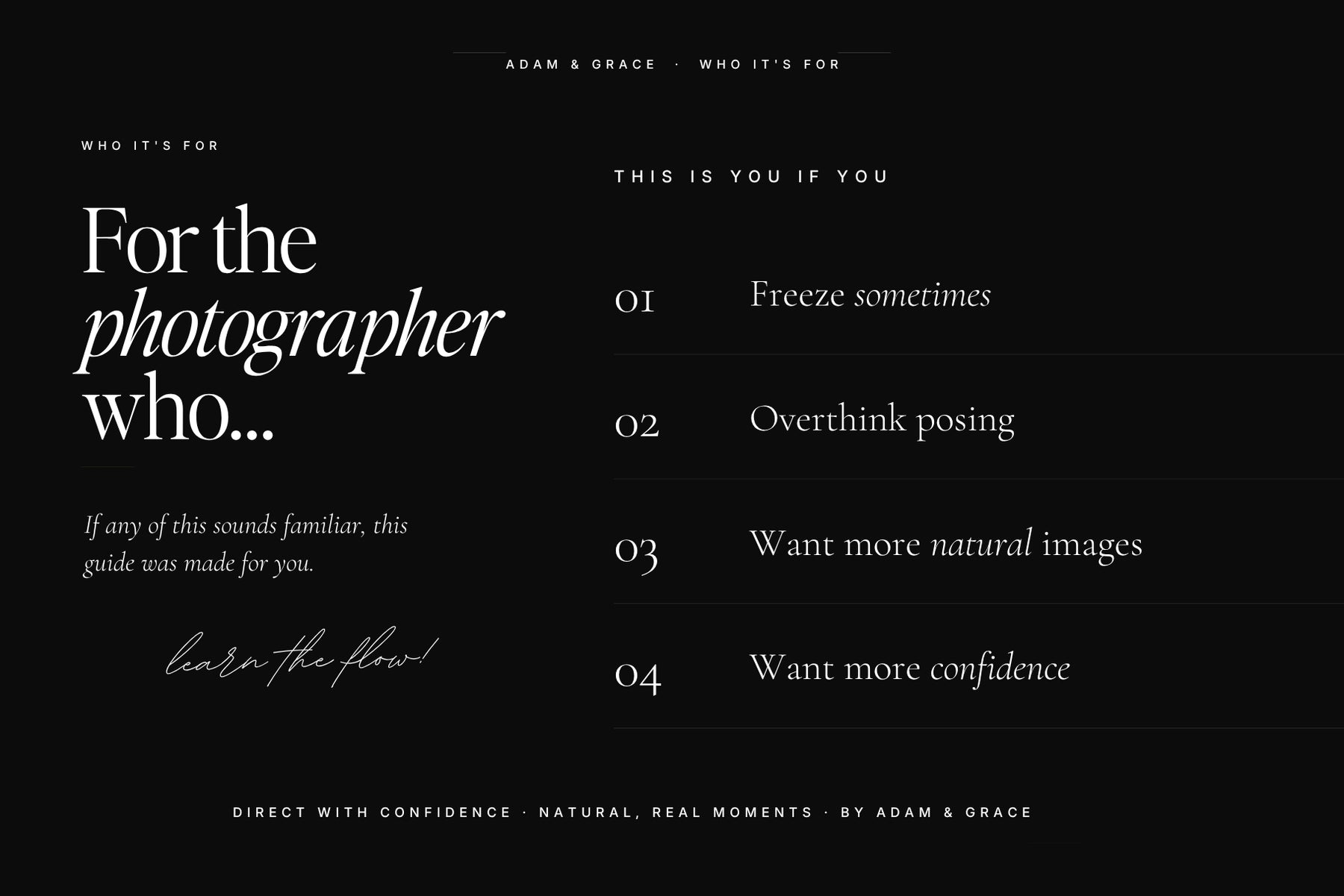 For photographers who freeze or overthink posing on a shoot