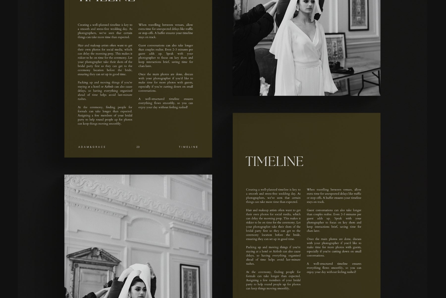 Wedding welcome guide displayed for couples