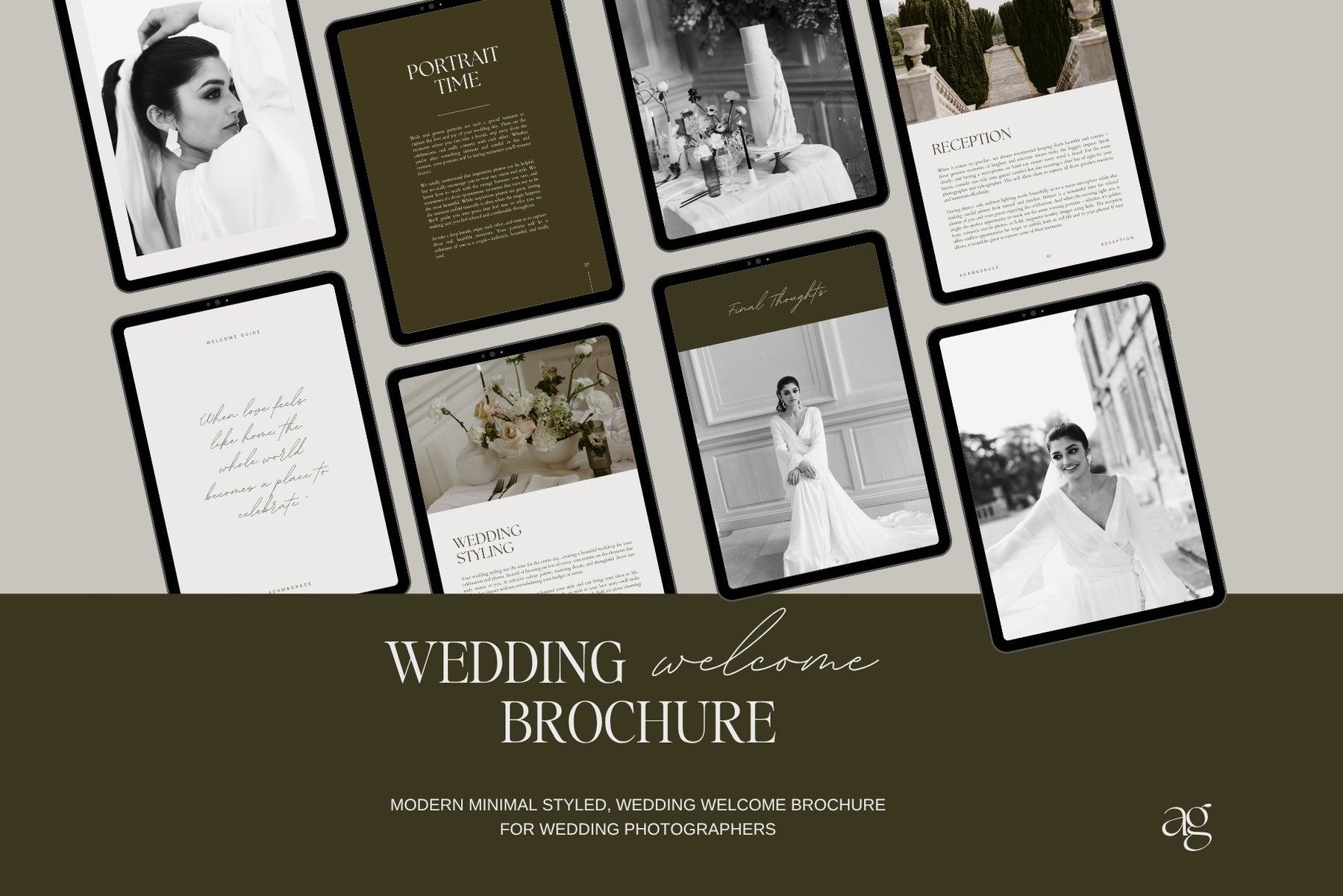 Wedding welcome guide pages and mockups