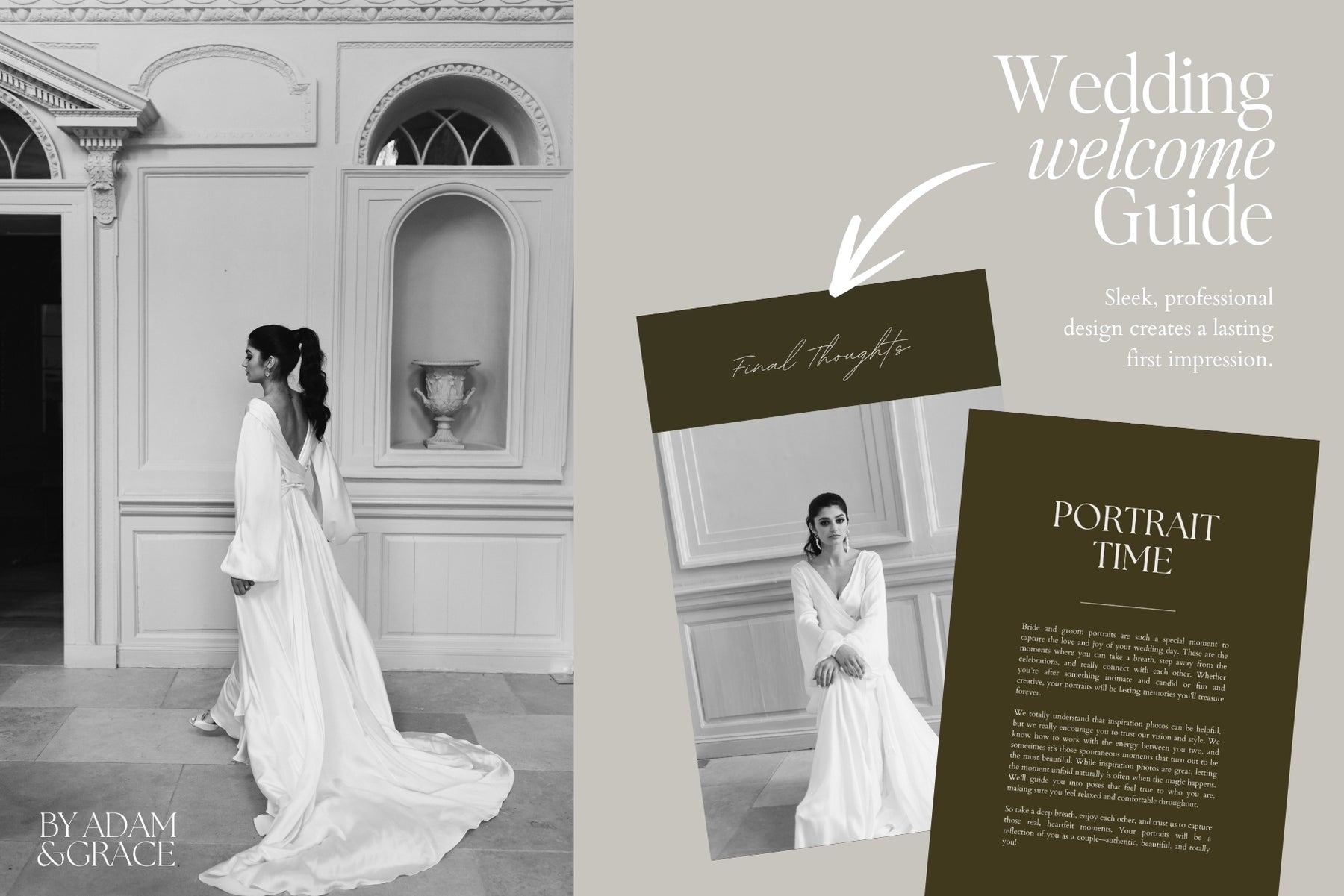 Wedding welcome guide spread for wedding photographers