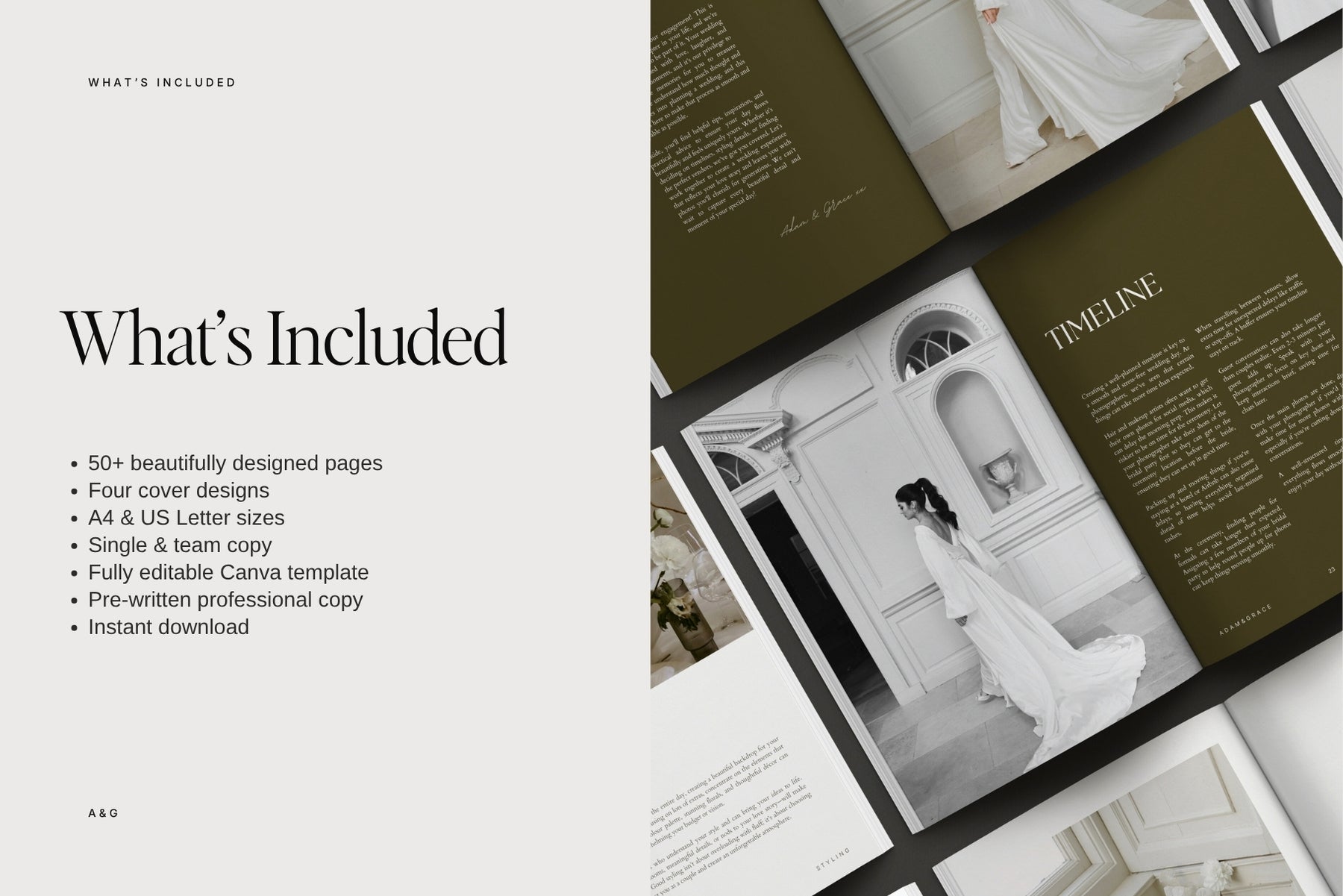 What's included in the wedding welcome guide template
